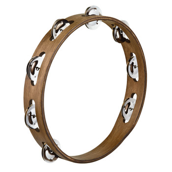 Meinl 10" Wood Tambourine, Single Row, Walnut Brown Meinl 10" Wood Tambourine, Single Row, Walnut Brown