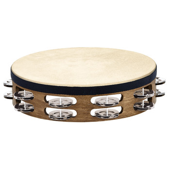 Meinl 10" Headed Tambourine, Double Row Jingles, Walnut Brown Meinl 10" Headed Tambourine, Double Row Jingles, Walnut Brown
