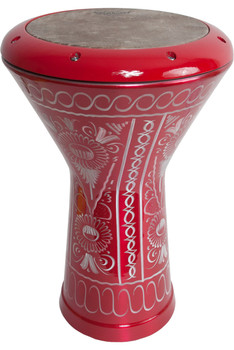 Mid-East Aluminum Doumbek, Skyndeep Head, Erzincan Etched Design, Red, 11.5-by-16.5-Inch Mid-East Aluminum Doumbek, Skyndeep Head, Erzincan Etched Design, Red, 11.5-by-16.5-Inch