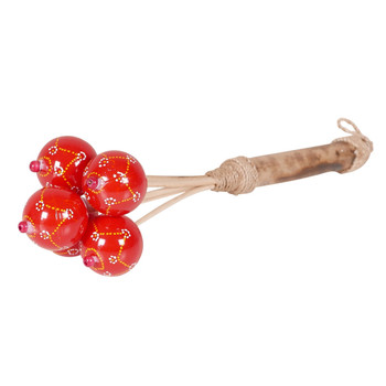 Hand Painted Rattlesnake Ball Shaker on Stick, Red Hand Painted Rattlesnake Ball Shaker on Stick, Red