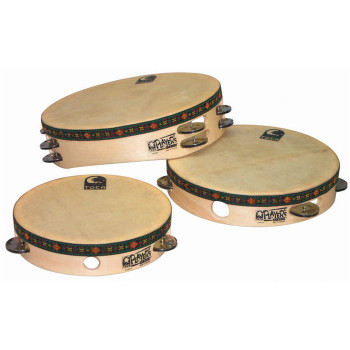 Toca Wood 7.5 in. Tambourine with Head, Steel Jingles Toca Wood 7.5 in. Tambourine with Head, Steel Jingles