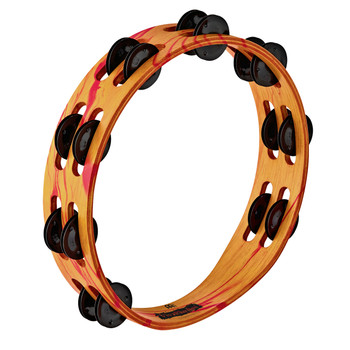 Meinl VivaRhythm VR-TA2-ROM Wood Tambourine with Black Plated Steel Jingles, Red/Orange Marble Finish Meinl VivaRhythm VR-TA2-ROM Wood Tambourine with Black Plated Steel Jingles, Red/Orange Marble Finish