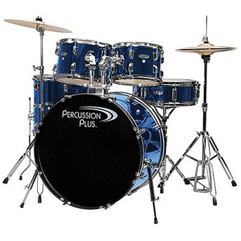 Percussion Plus 5-Piece Drum Set, Brushed Blue Percussion Plus 5-Piece Drum Set, Brushed Blue
