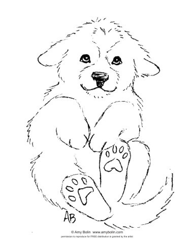 FREE COLORING SHEET DOWNLOAD · "Puppy Love" · GREAT PYRENEES · AMY
