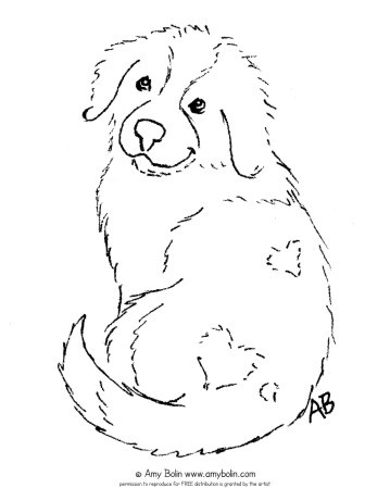 Download FREE COLORING SHEET DOWNLOAD · "Puppy Love" · SAINT BERNARD · AMY BOLIN - Amy Bolin's Far Out! Art