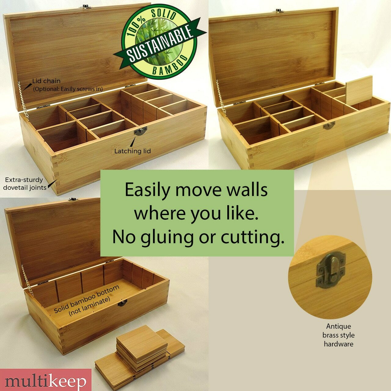 Chocolate Box Chocolate Multikeep Box Adjustable Bamboo Wood