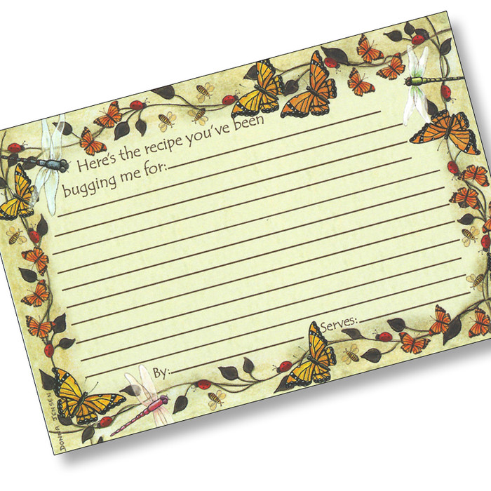 4x6 Butterfly Summer Recipe Card 4x6 Butterfly Summer Recipe Card
