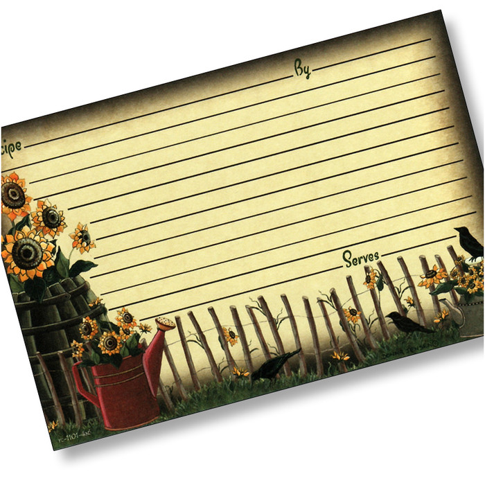 4x6 Sunflower Summer Recipe Card 4x6 Sunflower Summer Recipe Card