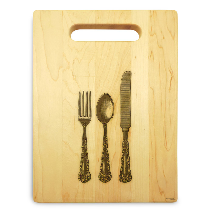 Silverware 9x12 Engraved Cutting Board Featuring Handle Maple Wood Silverware 9x12 Engraved Cutting Board Featuring Handle Maple Wood