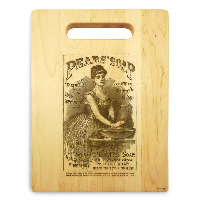 Pears Soap 9x12 Engraved Cutting Board Featuring Handle Maple Wood Pears Soap 9x12 Engraved Cutting Board Featuring Handle Maple Wood
