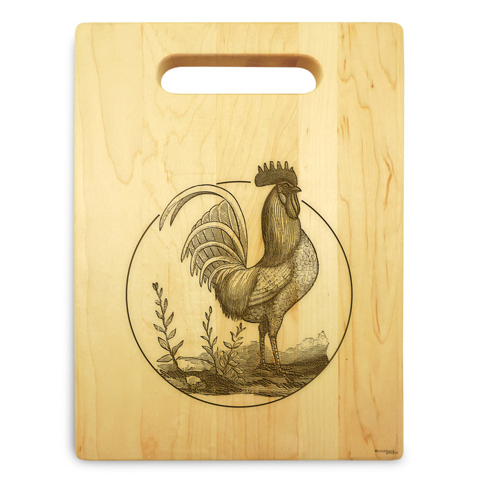 Rooster 9x12 Engraved Cutting Board Featuring Handle Maple Wood Rooster 9x12 Engraved Cutting Board Featuring Handle Maple Wood