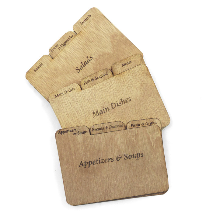3 x 5" Tab Dividers Wood - Set of 9 3 x 5" Tab Dividers Wood - Set of 9