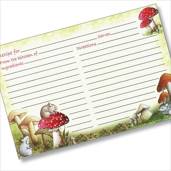 4x6 Mice among Mushrooms Recipe Card 4x6 Mice among Mushrooms Recipe Card