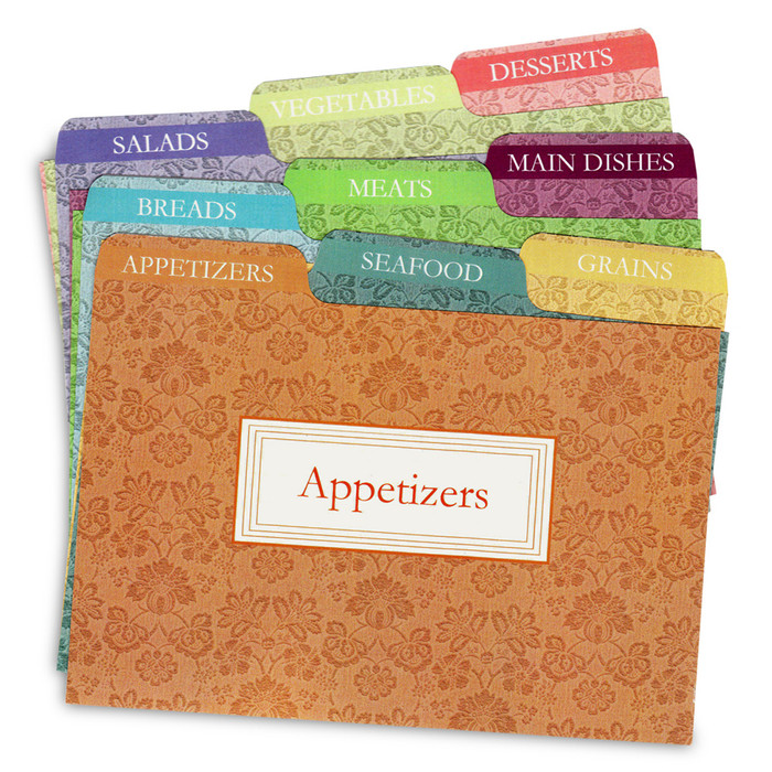 4x6 Tabbed Recipe Box Card Dividers - Agatha - 9 ea 4x6 Tabbed Recipe Box Card Dividers - Agatha - 9 ea