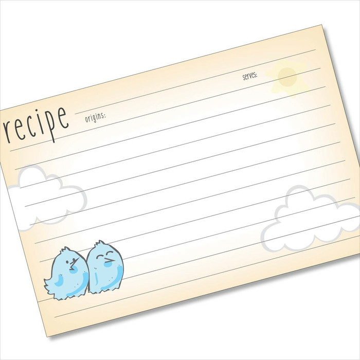 4x6 Recipe Card Happy Birds Orange and Blue 40ea 4x6 Recipe Card Happy Birds Orange and Blue 40ea