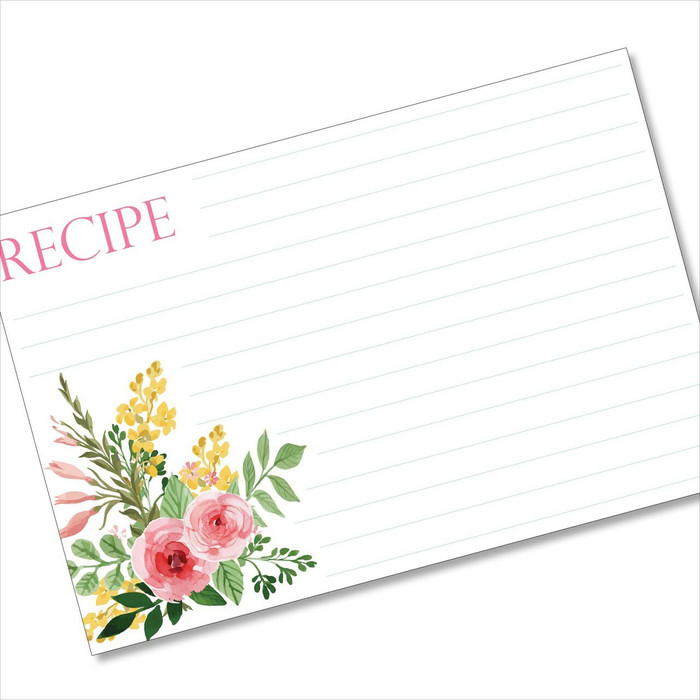 4x6 Recipe Card Two Pink Watercolor Roses 40ea 4x6 Recipe Card Two Pink Watercolor Roses 40ea