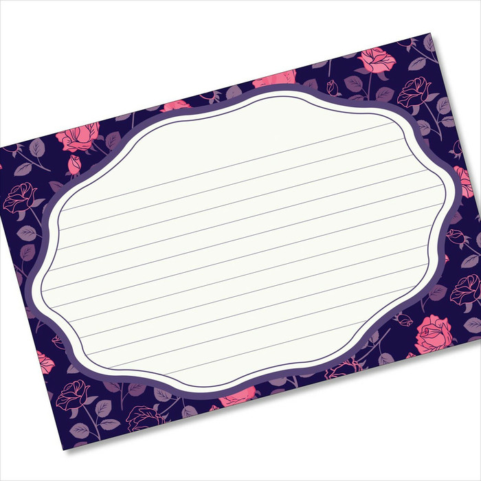 4x6 Recipe Card Rose Pattern Purple Notecard or Gift Card or 40ea 4x6 Recipe Card Rose Pattern Purple Notecard or Gift Card or 40ea