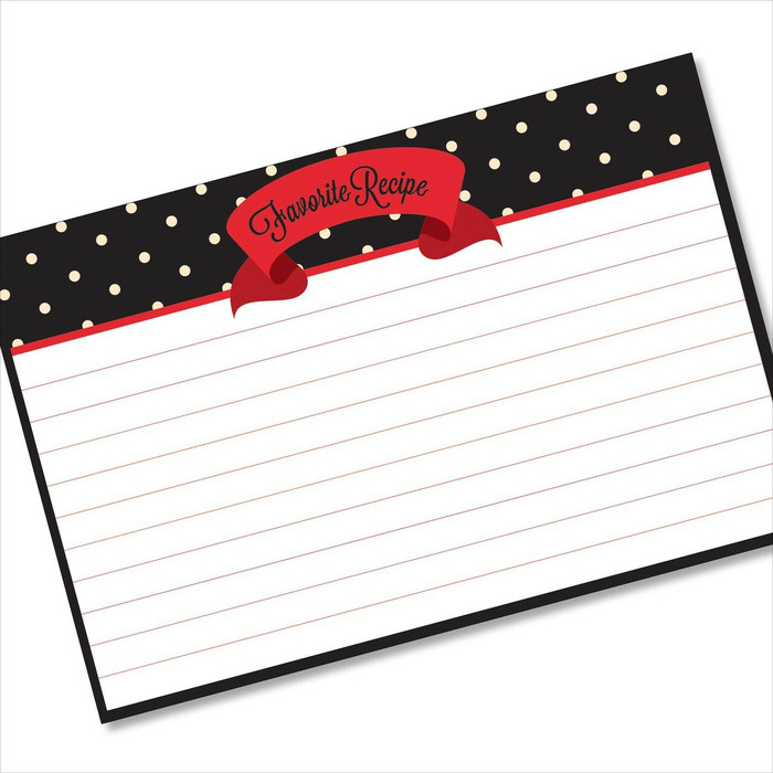 4x6 Recipe Card Red Ribbon Black Polka Dot 40ea 4x6 Recipe Card Red Ribbon Black Polka Dot 40ea