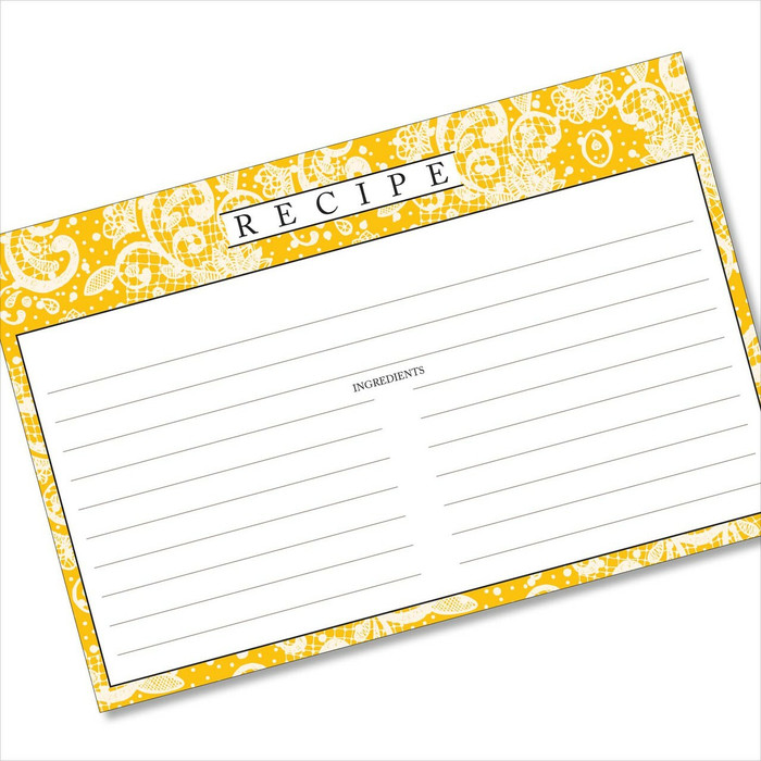4x6 Recipe Card Lace Settings Ochre Yellow 40ea 4x6 Recipe Card Lace Settings Ochre Yellow 40ea