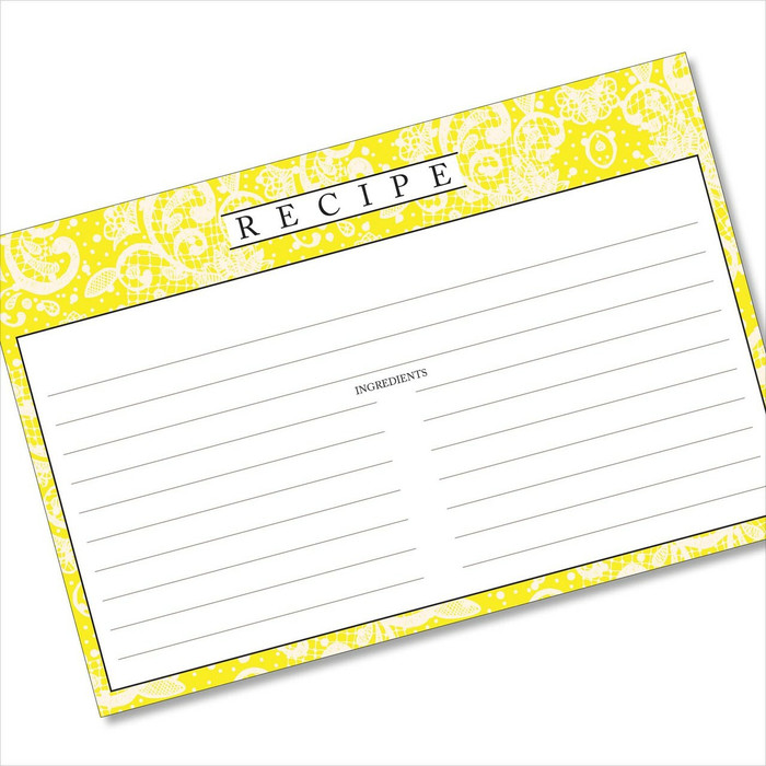 4x6 Recipe Card Lace Settings Lemon Yellow 40ea 4x6 Recipe Card Lace Settings Lemon Yellow 40ea