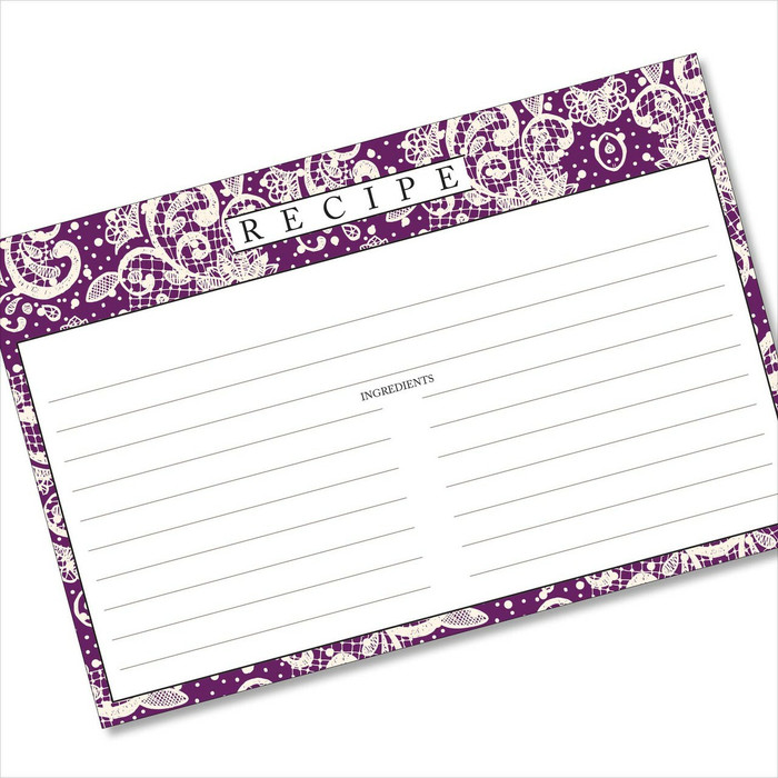 4x6 Recipe Card Lace Settings Plum Purple 40ea 4x6 Recipe Card Lace Settings Plum Purple 40ea