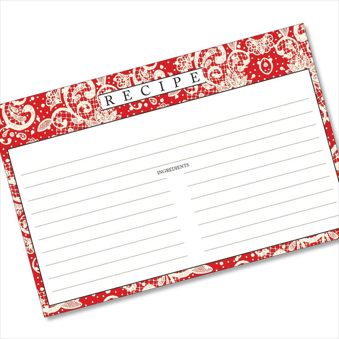 4x6 Recipe Card Lace Settings Apple Red 40ea 4x6 Recipe Card Lace Settings Apple Red 40ea