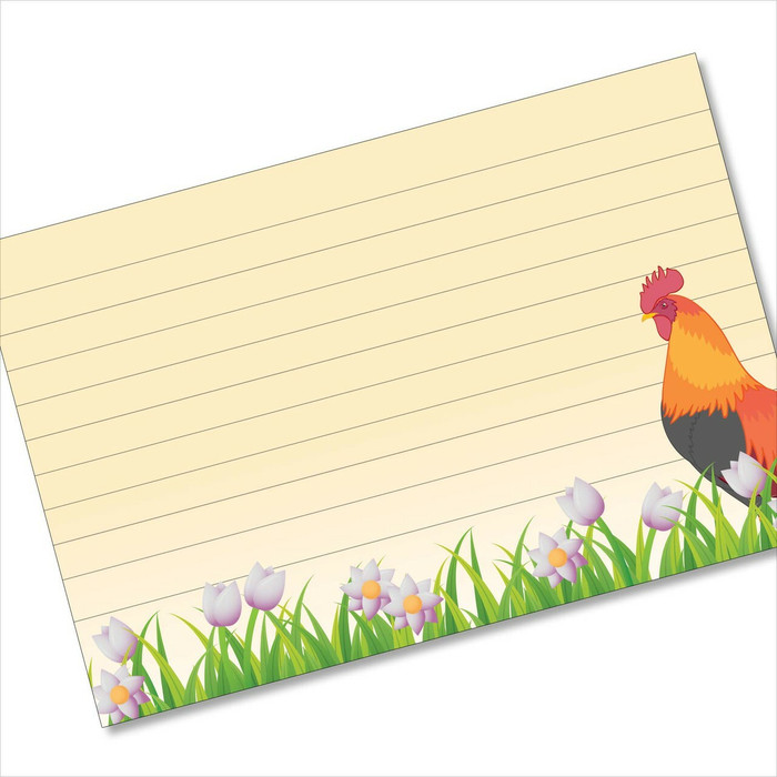 4x6 Recipe Card Rooster Tulipster Index Card or 40ea 4x6 Recipe Card Rooster Tulipster Index Card or 40ea