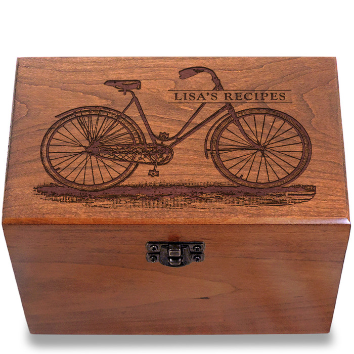 Bicycle Personalized Cherry 4x6 Recipe Card Box Bicycle Personalized Cherry 4x6 Recipe Card Box