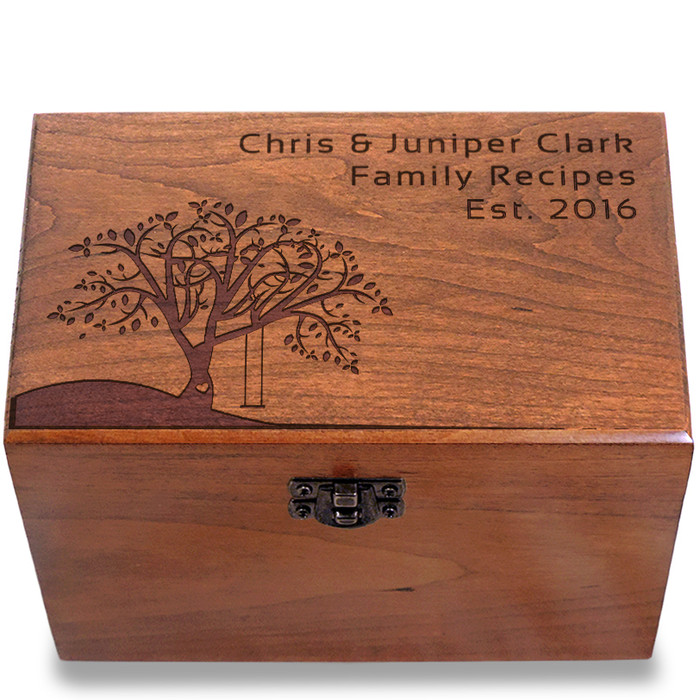 Tree Swing Personalized Cherry 4x6 Recipe Card Box Tree Swing Personalized Cherry 4x6 Recipe Card Box