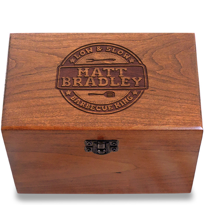 Barbecue King Personalized Cherry 4x6 Recipe Card Box Barbecue King Personalized Cherry 4x6 Recipe Card Box