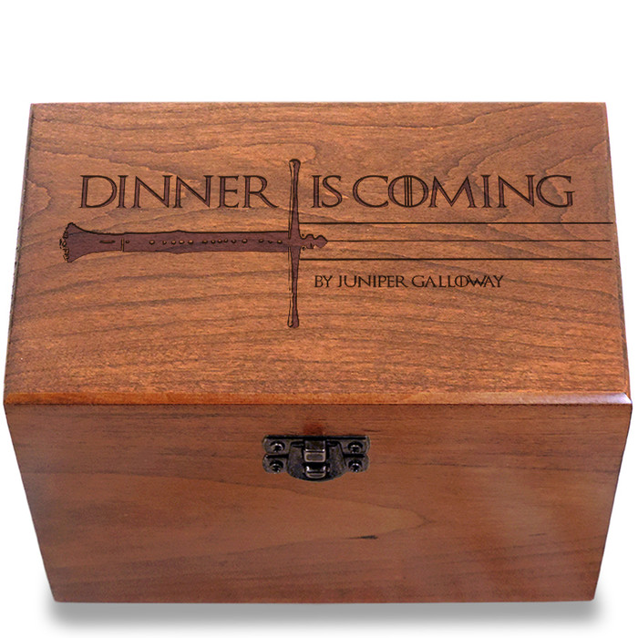 Dinner is Coming Personalized Cherry 4x6 Recipe Card Box Dinner is Coming Personalized Cherry 4x6 Recipe Card Box