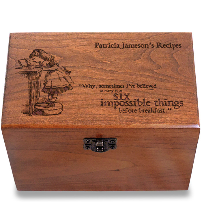 Impossible Alice Personalized Cherry 4x6 Recipe Card Box Impossible Alice Personalized Cherry 4x6 Recipe Card Box