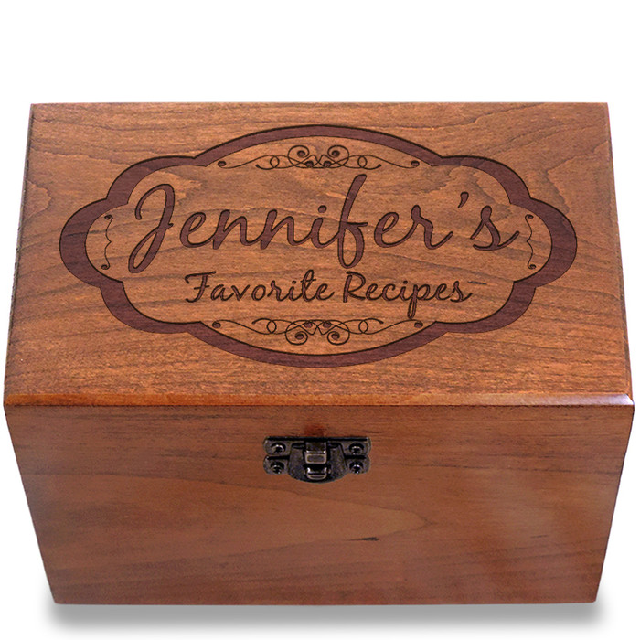 Moderna Personalized Cherry 4x6 Recipe Card Box Moderna Personalized Cherry 4x6 Recipe Card Box