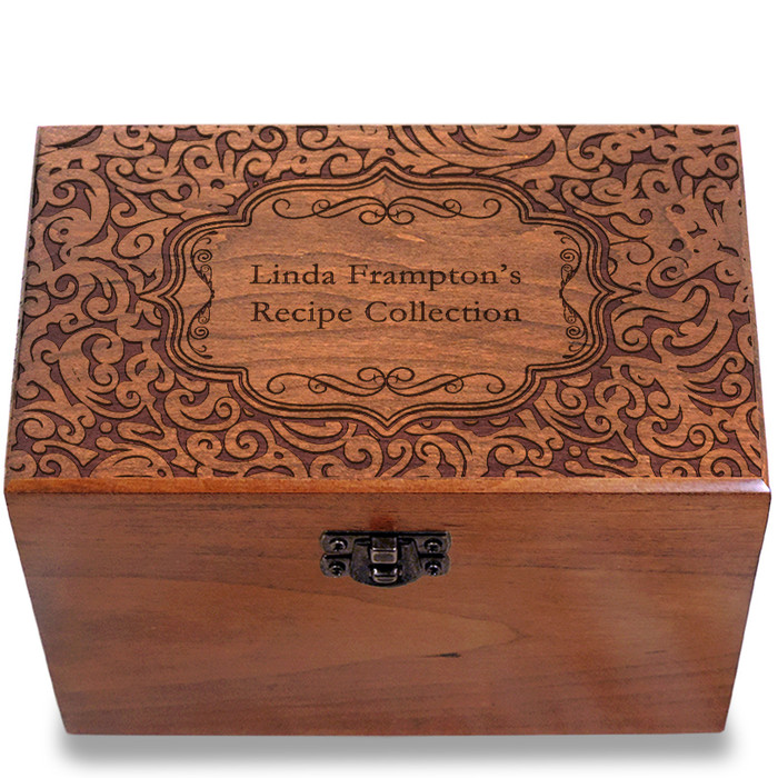 Paisley Personalized Cherry 4x6 Recipe Card Box Paisley Personalized Cherry 4x6 Recipe Card Box