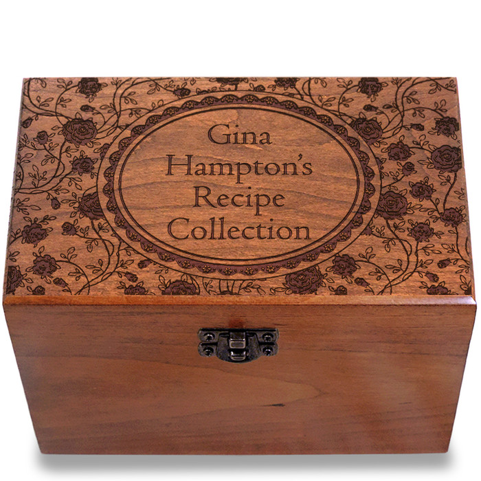Petals Personalized Cherry 4x6 Recipe Card Box Petals Personalized Cherry 4x6 Recipe Card Box