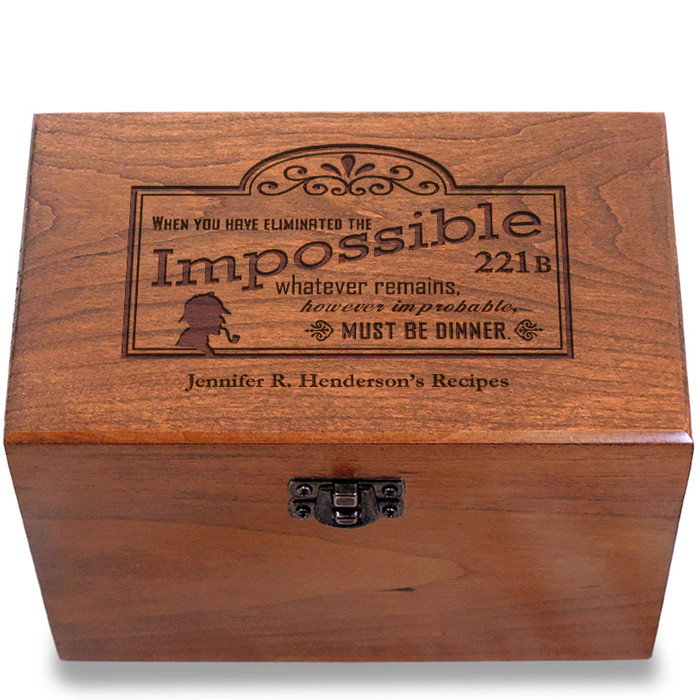 Sherlock 221B Personalized Cherry 4x6 Recipe Card Box Sherlock 221B Personalized Cherry 4x6 Recipe Card Box