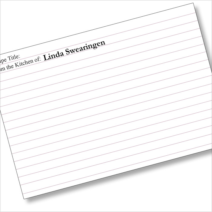 Personalized 4x6 Recipe Card Lined Plain 40ea Personalized 4x6 Recipe Card Lined Plain 40ea