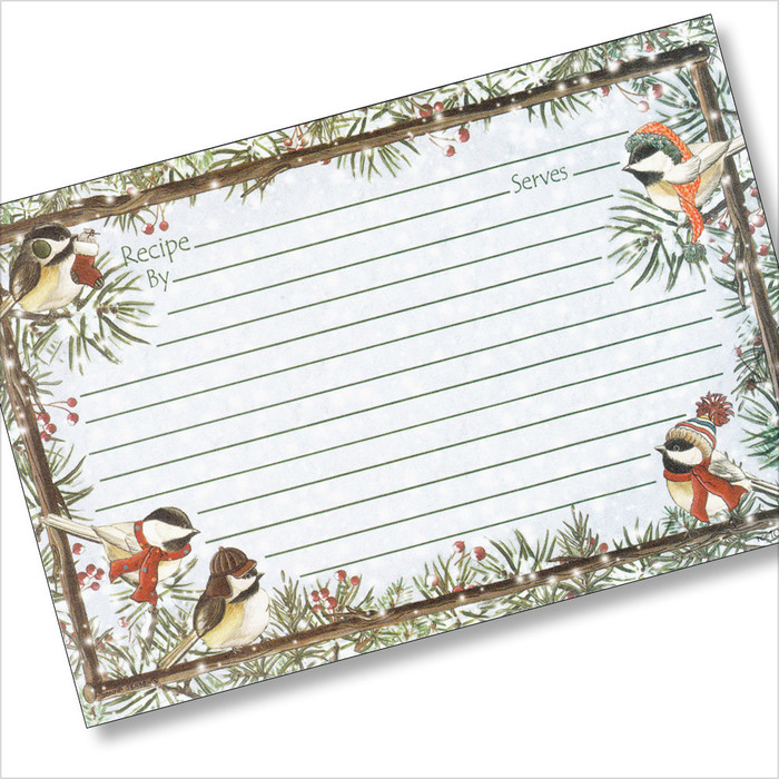 4x6 Winter Chickadees Recipe Card 4x6 Winter Chickadees Recipe Card