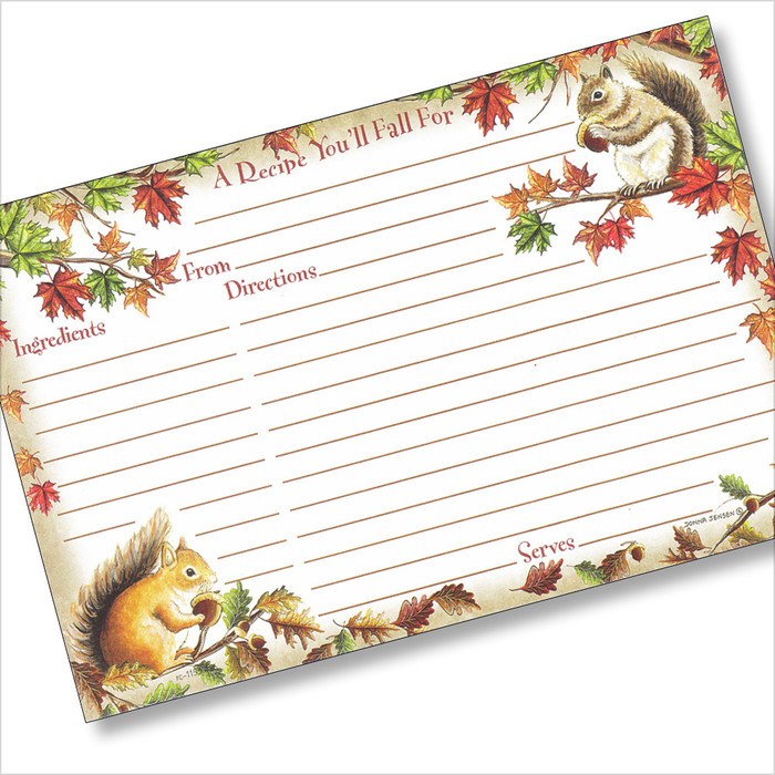 4x6 Autumn Squirrels Recipe Card 4x6 Autumn Squirrels Recipe Card