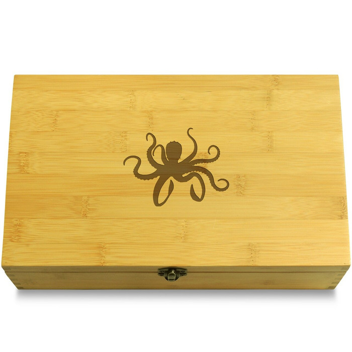 Octopus Sillhouette Wood Chest Lid Octopus Sillhouette Wood Chest Lid