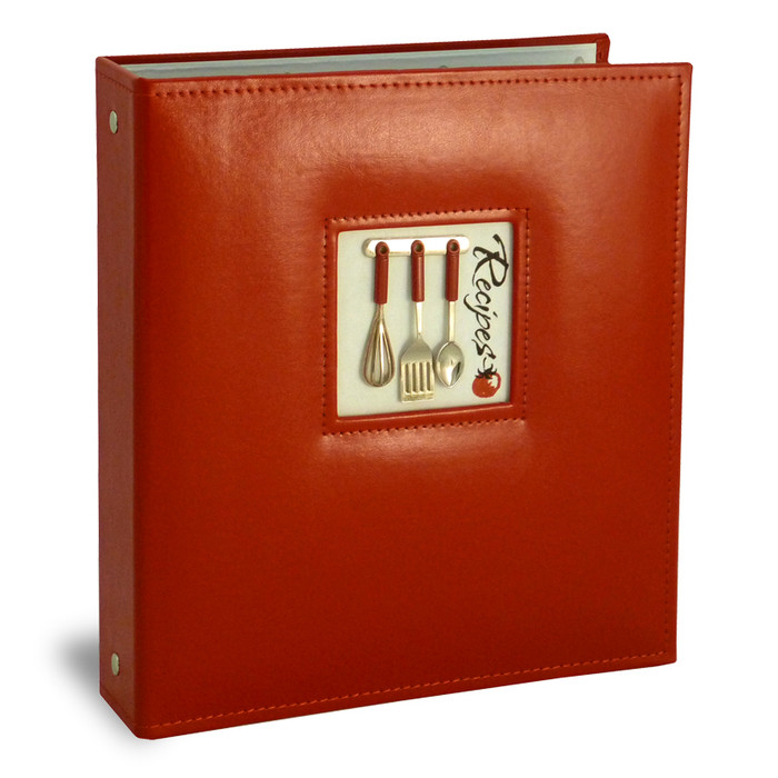 Half Page Recipe Card Organizer Red Leather-Like A La Carte Half Page Recipe Card Organizer Red Leather-Like A La Carte