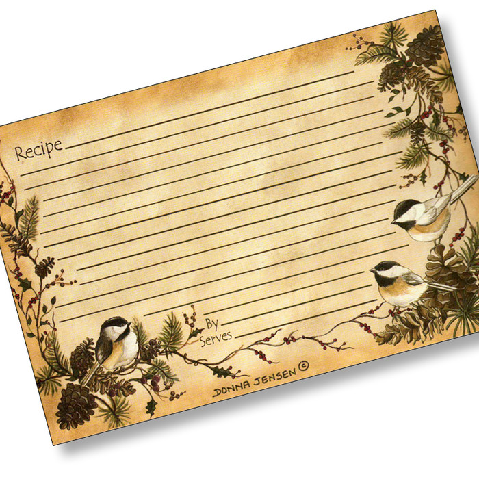 4x6 Chickadees in the Pines Recipe Card 4x6 Chickadees in the Pines Recipe Card