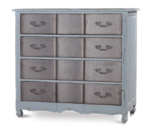 Provence 4 Drawer Dresser Large w/ Tin Drawers - Size: 127H x 137W x 53D (cm)