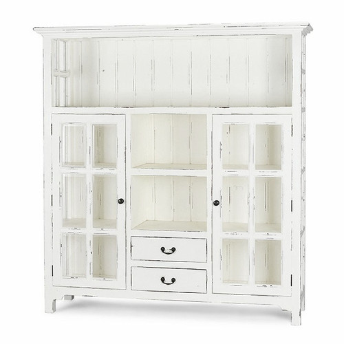Hamptons Kitchen Cupboard 2 Drawer - ARCHITECTURAL White Heavy Distressed