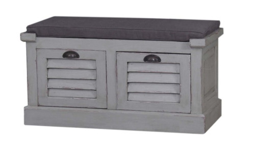 Hamptons Shutter Bench - Architectural White Light Distressed