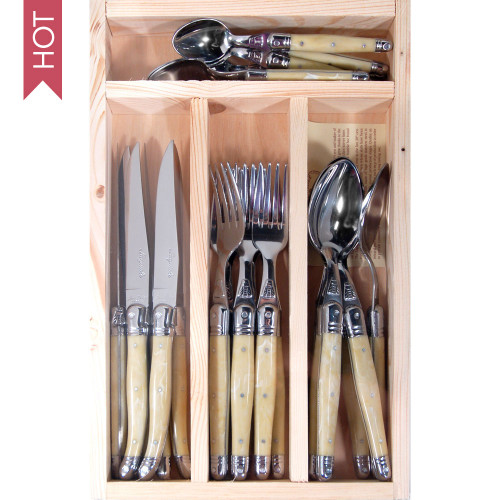 Laguiole Jean Dubost 24 Piece Cutlery Set - Light Horn