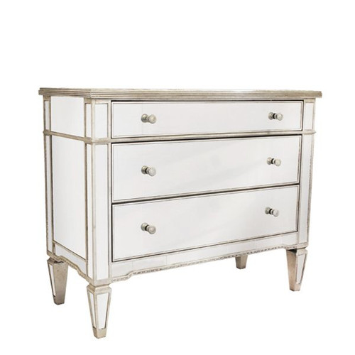 Antique Mirrored Furniture Antique Mirrored 3 Drawer Dresser - Antique Mirrored Furniture