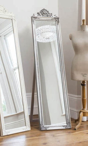 Lambeth Wood Cheval Mirror Silver 71x18"" Gallery Direct""