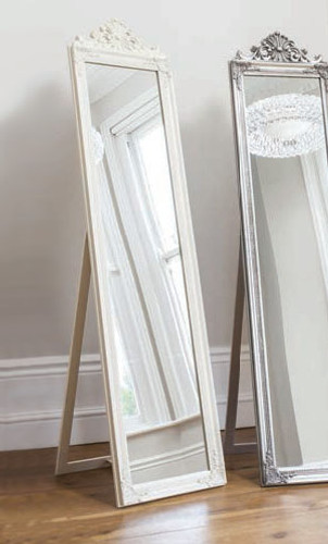 Lambeth Wood Cheval Mirror White 71x18"" Gallery Direct""