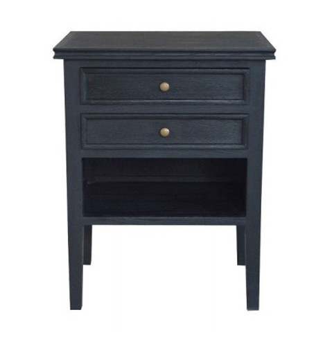 Alton 2 Drawer Bedside - Black Oak Drifted
